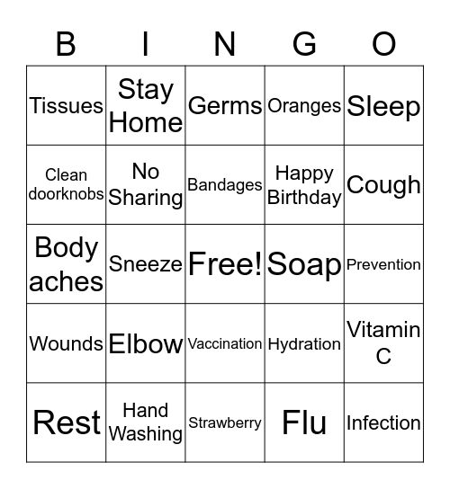 Beat the Bug Bingo Card