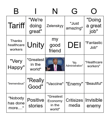 Trump Speech Bingo Card