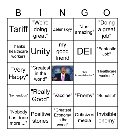 Trump Speech Bingo Card