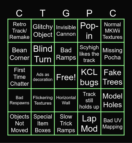 Old CTGP Bingo Card