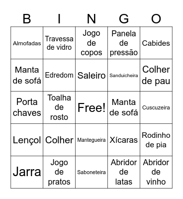 Bingo Chá de Casa Nova Bingo Card
