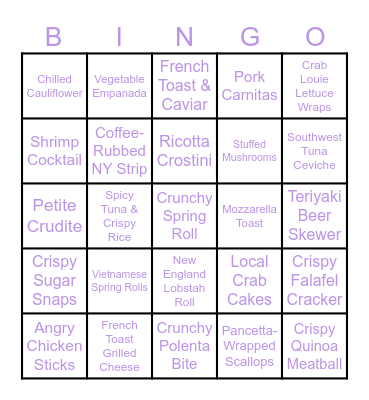 CS Hors D. Picture Bingo Card