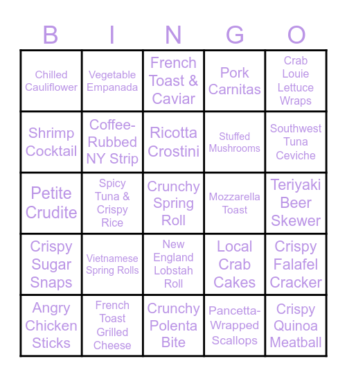 CS Hors D. Picture Bingo Card