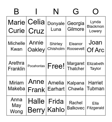 women history month Bingo Card