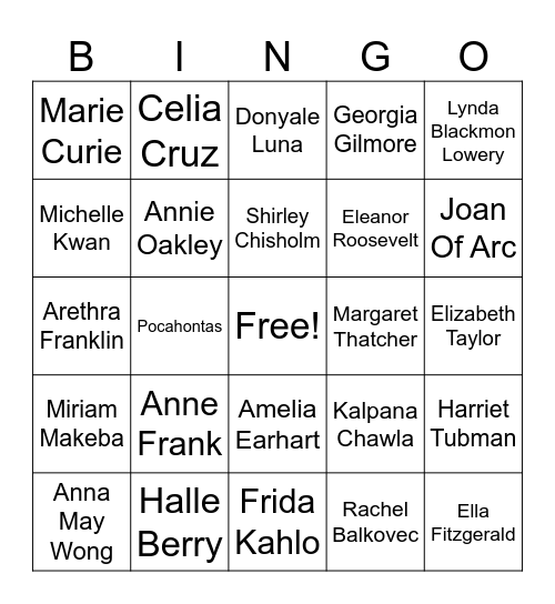 women history month Bingo Card
