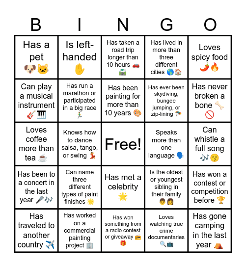 Get to Know Them Bingo Card