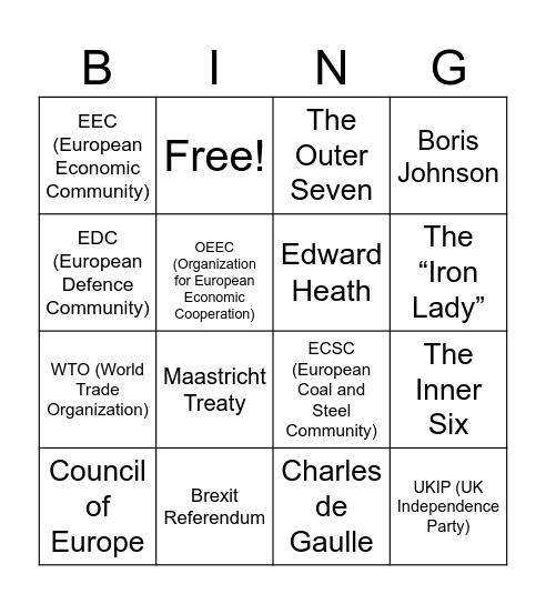 Brexit Bingo Card