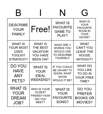 SOCIAL SKILLS BINGO Card