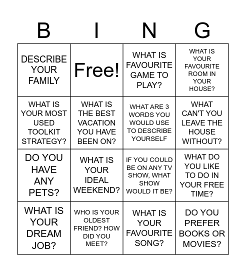 SOCIAL SKILLS BINGO Card