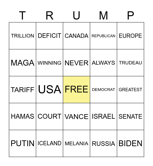 POLITICAL BINGO Card