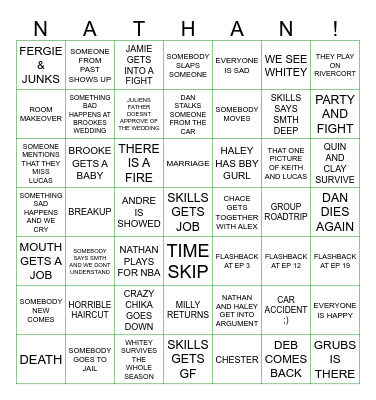 ONE TREE HILL S8 Bingo Card