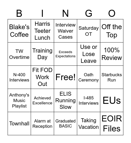 WAS Bingo Card
