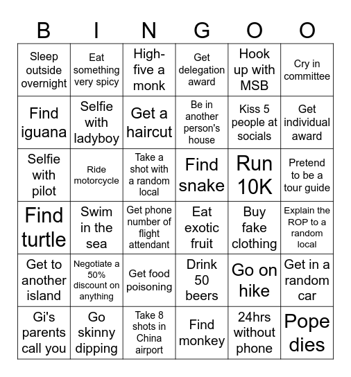 WorldMUN Bingo Card Bingo Card