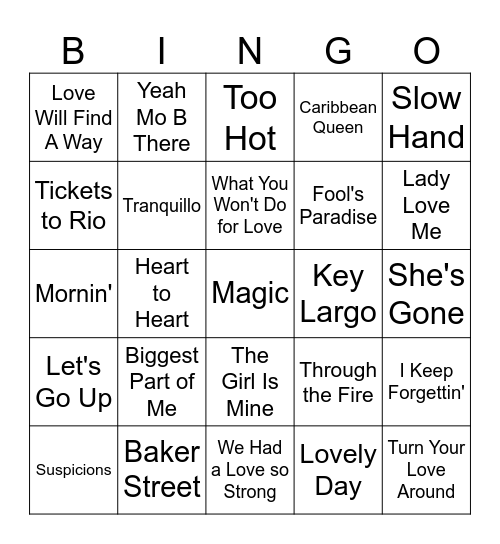 Five-0-Five Music Bingo - Yacht Rock 1 Bingo Card