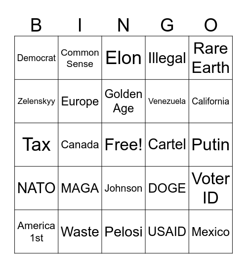 Joint Address to Congress Bingo Card