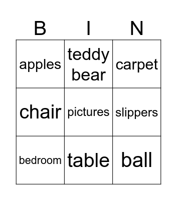 NC Objects Bingo Card