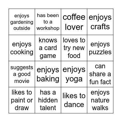 Mingle and Bingo! Bingo Card
