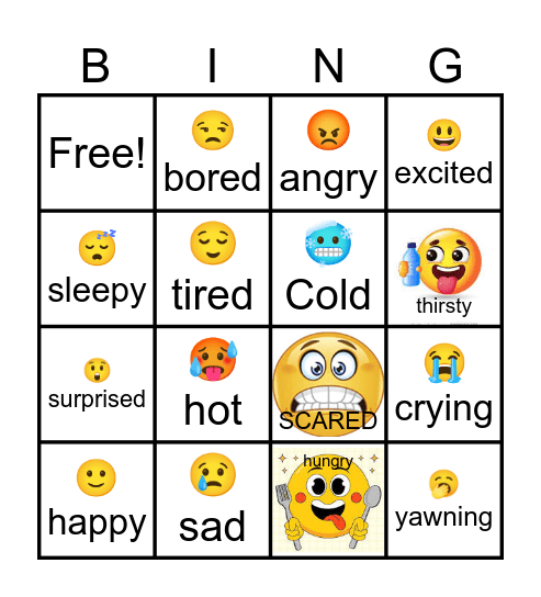 Feelings Bingo Card