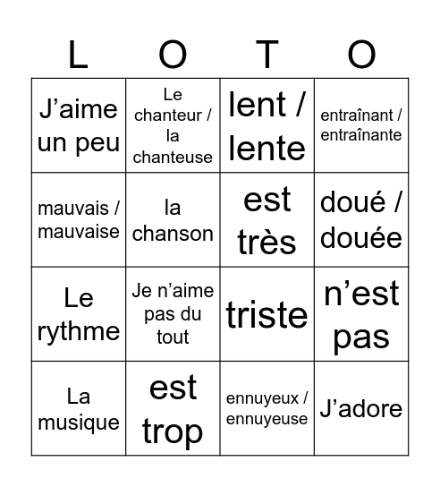 Manie Musicale Bingo Card