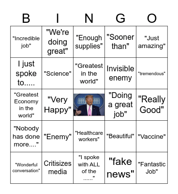 Trump Speech Bingo Card