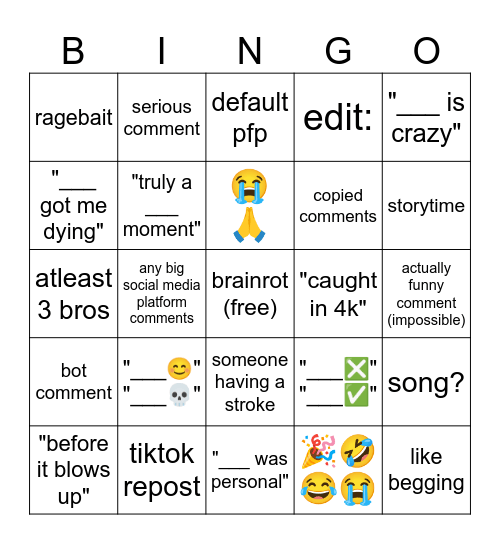 youtube shorts bingo Card