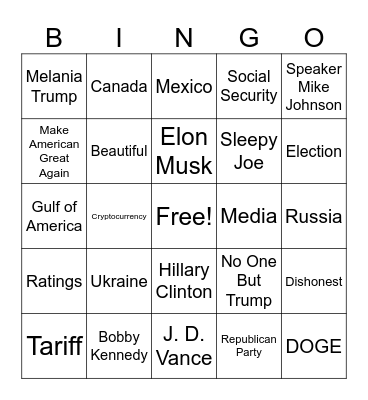 Speech Night Bingo Card