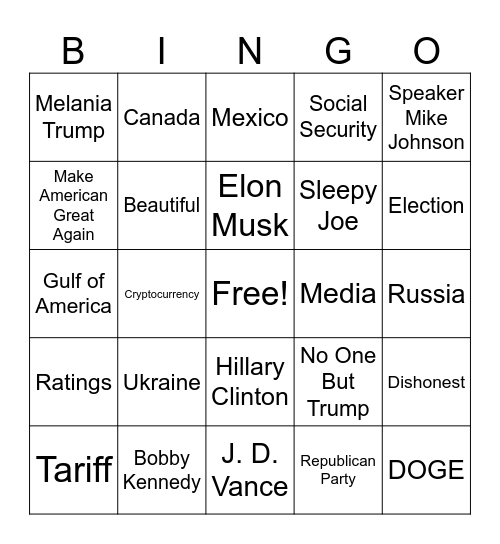 Speech Night Bingo Card
