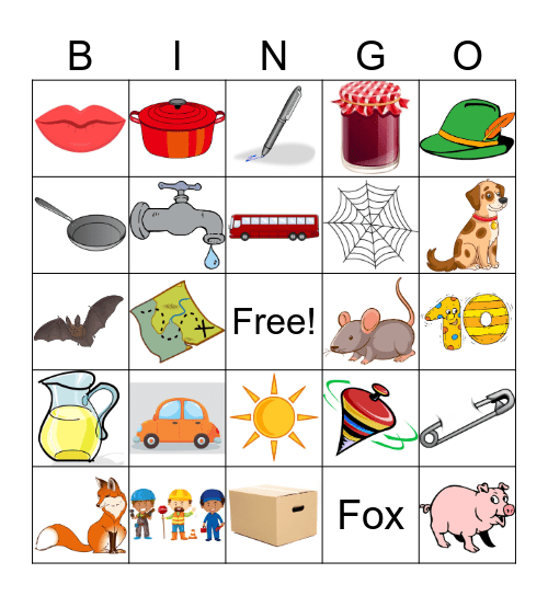 CVC words Bingo Card