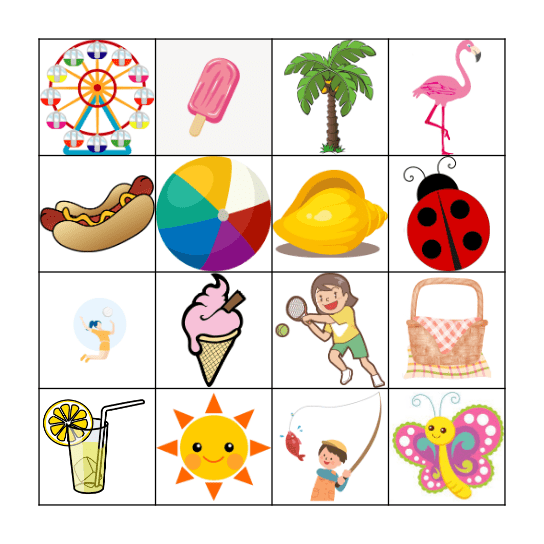 Summer Fun - Kids Bingo Card