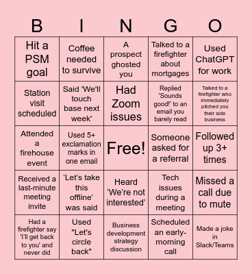 PSM Team Bingo Card