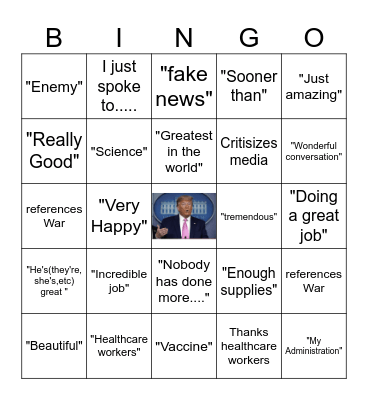 Trump Speech Bingo Card