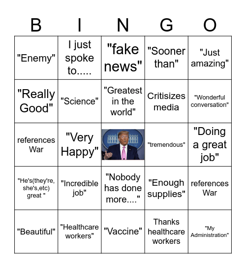 Trump Speech Bingo Card