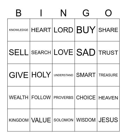 THE TREASURE IS KNOWING JESUS Bingo Card