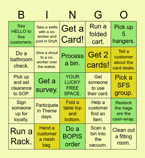LUCKY WEEKEND BINGO Card