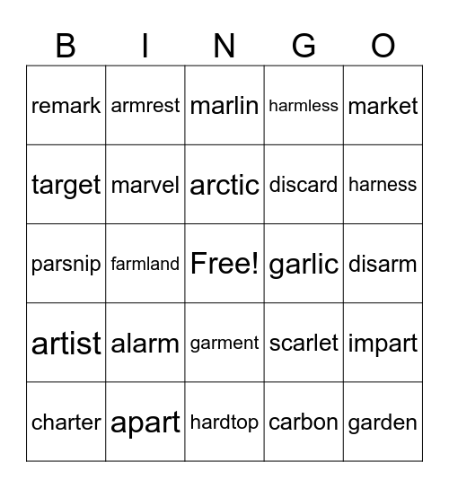 Literacy Night Bingo Card