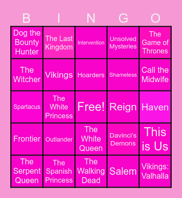 Heidi’s TV Show Bingo! Bingo Card
