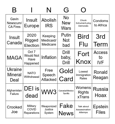 SOTU 2025 Bingo Card