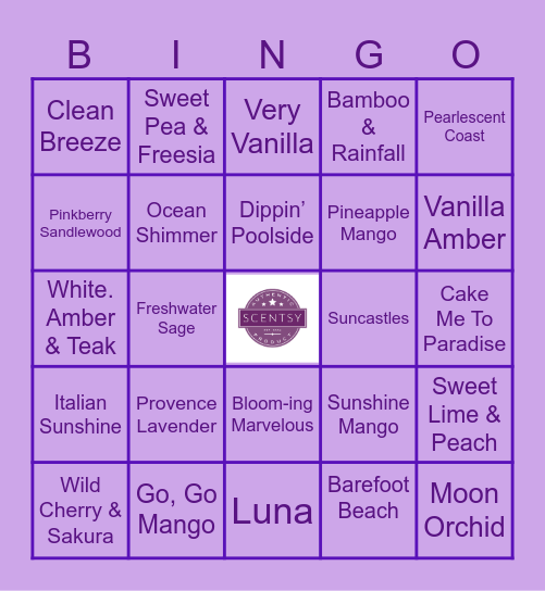Scentsy Bingo Card