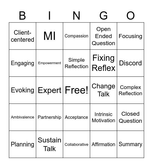 MI-4 Bingo Card