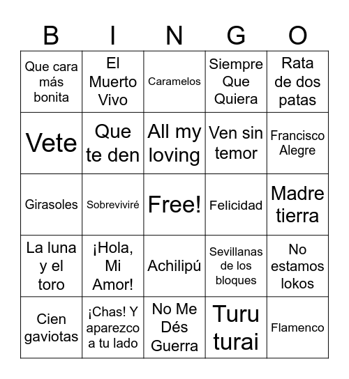 8M Bingo Card