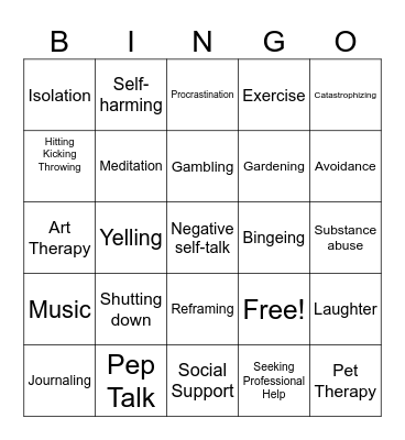 Coping Mechanisms Bingo Card