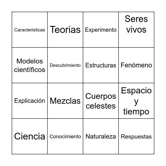 Ciencias Bingo Card