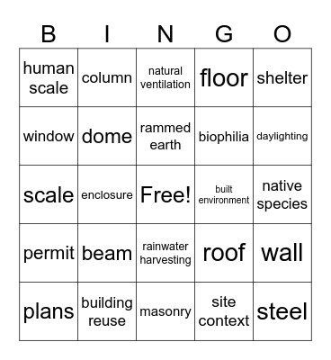 Architecture and Construction! Bingo Card