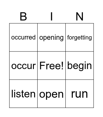 Rule 14 Bingo Card