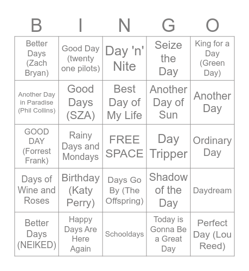5/18 - 5/19/2025 Bingo Card