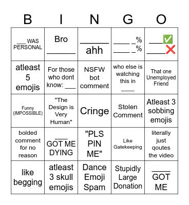 youtube shorts bingo Card