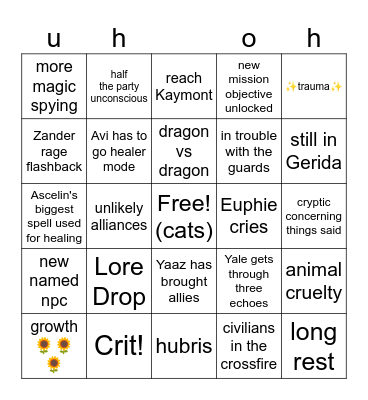 Session 126 Bingo Card