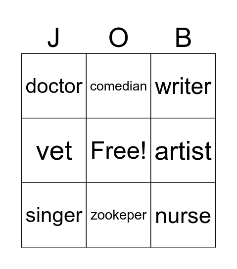 WORD BINGO Card
