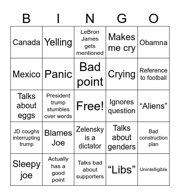 Trump Bingo Card
