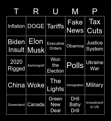 Trump Speech Bingo Card